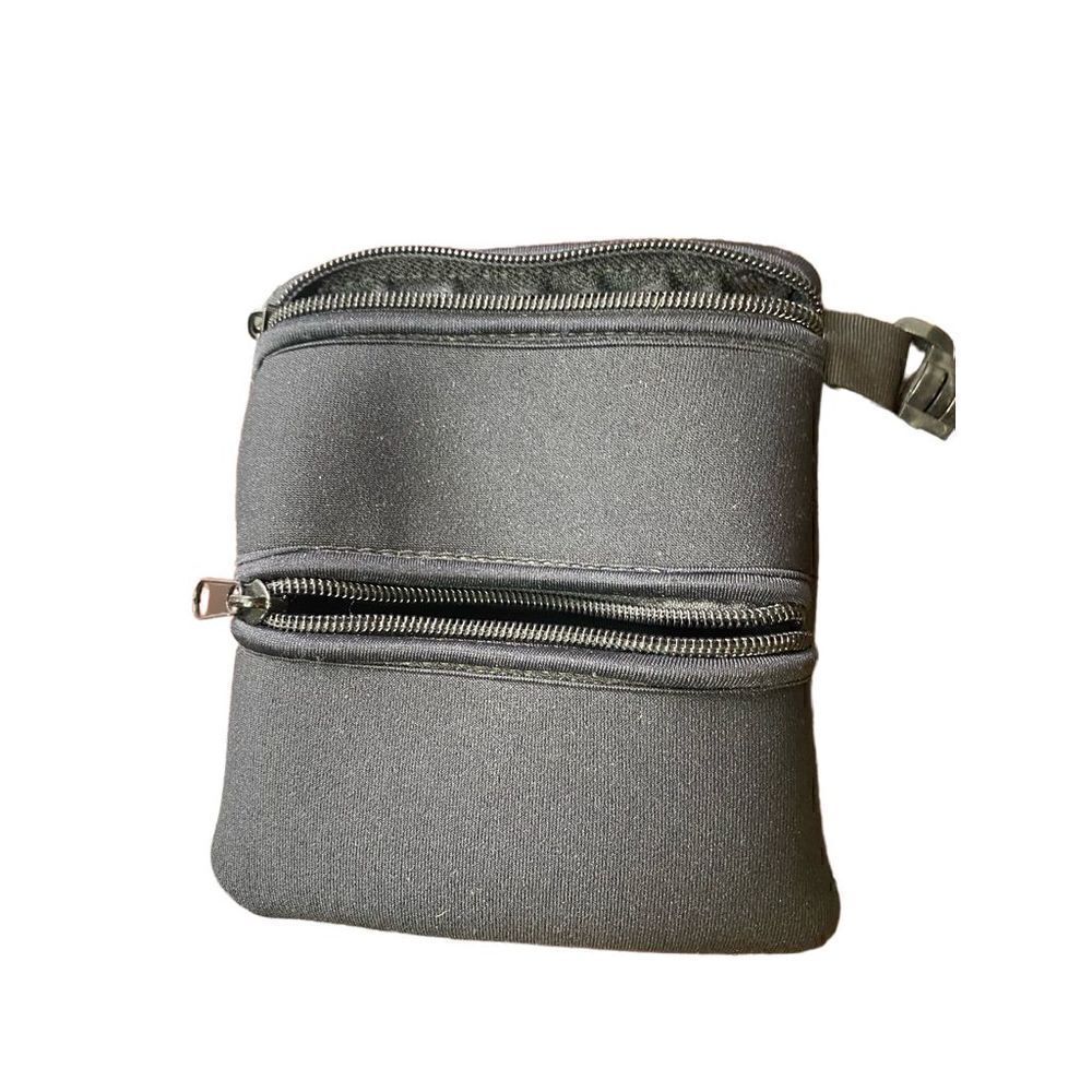 Neoprene detachable two zip black travel pouch bag plastic clip